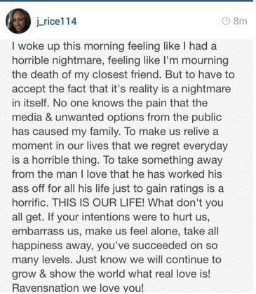 Janay Rice Instagram message